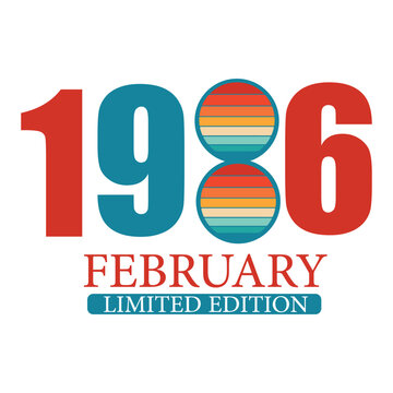 40th Birthday, 1986 February Vector design , T-shirt Print Design 