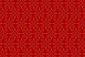 Fototapeta premium Vintage Indian Bandhani Traditional Retro Red Pattern Wedding Vector Motif