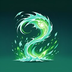 Fototapeta premium Stunning emerald green energy spiral with sparkling particles, perfect for magical designs, games, or mystical branding with a vibrant, dynamic feel