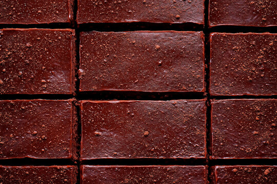 Sliced Dark Chocolate Terrine Dessert with Cocoa Powder Seamless Pattern