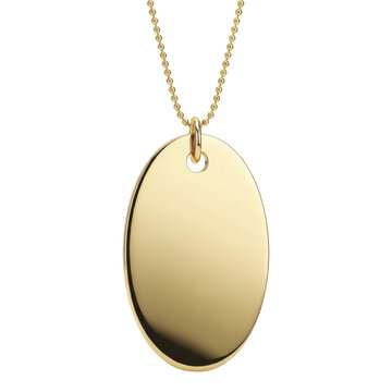 Shiny gold oval locket pendant with ball chain isolated on transparent background