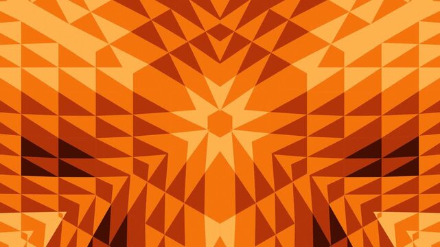 Abstract Geometric Orange Pattern Kaleidoscope Background.