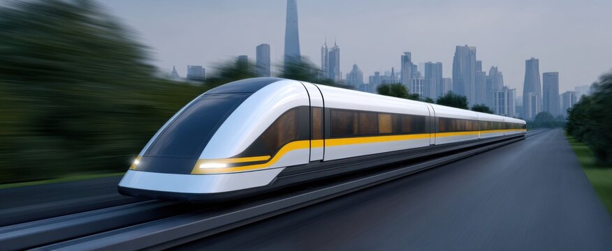 streamlined maglev train swiftly linking vibrant cities with impressive velocity