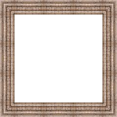 Leerer quadratischer Bilderrahmen aus Holzleisten mit wei&szlig;en Hintergrund