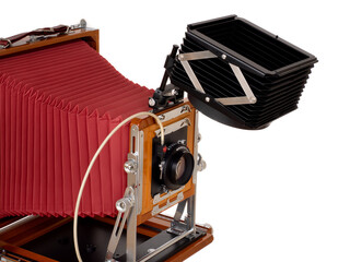 三脚にセットした木製の8&times;10カメラ