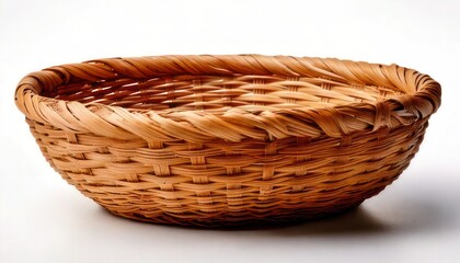 Obraz premium Woven basket with a rustic, natural texture on white background.