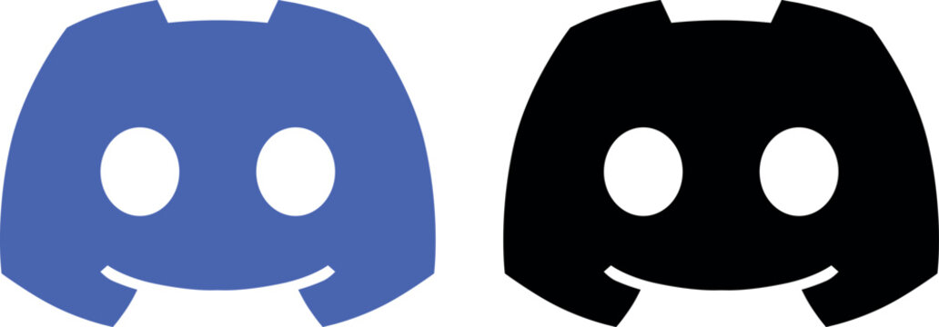 Discord logo icons set, Various discord logos in purple and black with different shapes on a white background display