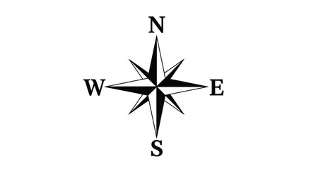 Simple black compass rose displaying cardinal directions north south east and west © Tm Studio