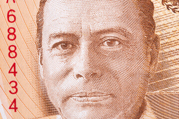 George Cadle Price a closeup portrait from Belizean money