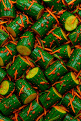 Fototapeta premium Korean Cucumber Kimchi Oi Kimchi Background Seamless Pattern