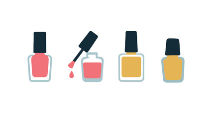 Obraz premium Nail polish bottles vector illustration with various colorful designs and patterns