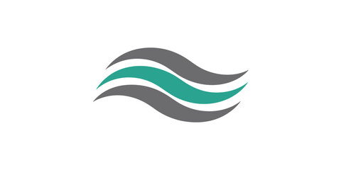 Naklejka premium Abstract wave logo icon in teal and gray