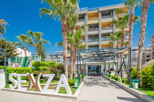 Mahmutlar, Turkey &ndash; april 18, 2025: Santana Hotel, entrance