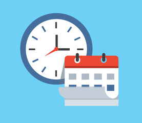 Schedule Planning with Clock and Calendar vector illustration
