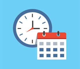 Schedule Planning with Clock and Calendar vector illustration