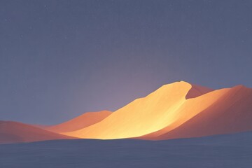 A mountain with a light shining on it