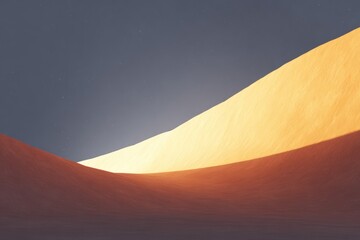 A mountain with a sun shining through it