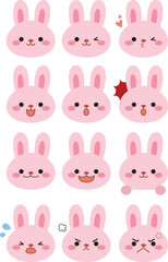 Obraz premium 귀여운 토끼 얼굴 표정 