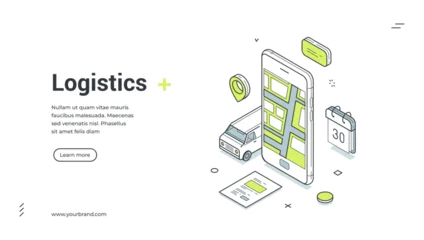 Fotobehang Onderzeeër Logistics web banner. Isometric vector illustration of a smartphone with a map for online tracking. Modern template for a landing page about delivery services, cargo shipping, and transportation  © provectors