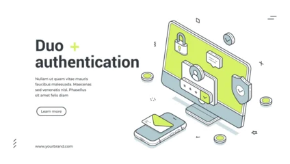 Fotobehang Onderzeeër Duo authentication web banner. Isometric template for landing page on two-factor security. Vector illustration with computer, smartphone, password login for data protection and online safety  © provectors