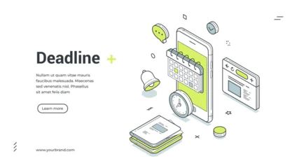 Fotobehang Onderzeeër Deadline web banner. Isometric template for a landing page on time management. Vector illustration with smartphone, calendar, and clock. For project planning and task reminder applications  © provectors