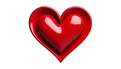 Glossy, three-dimensional heart design set against a black backdrop. The inner heart is nested in a larger heart shape