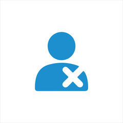 Obraz premium Blue Silhouette of a Person Icon with a Red Cross Symbol user profile