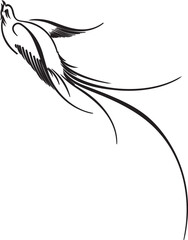 Black silhouette vector illustration of a wild eagle with spreading wings perched on a nature branch as a symbolic tattoo art design
