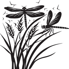 Black and white lily flower silhouette seamless floral vector pattern design