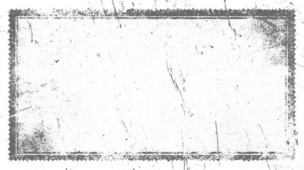 Grey distressed rectangular frame with perforated edges and scattered speckles border