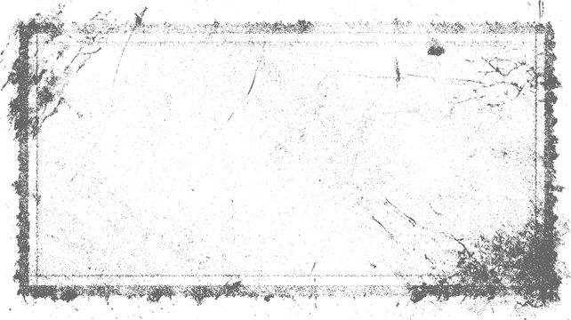 Distressed rectangular frame with textured edges and subtle scratches on white background grunge border