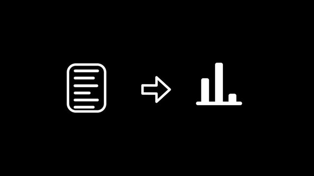 The diagram showcases the direct transition from raw textual data to organized statistical charts illustrating the efficiency of modern automated data processing and analytical techniques