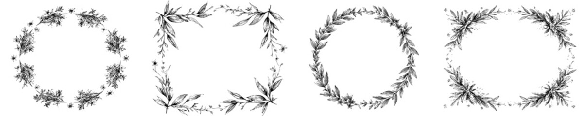 Obraz premium Elegant Monochrome Floral Frame