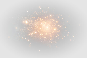 Cosmic galaxy particle explosion with glowing stars nebula dust and deep space light field on transparent background. © Darina