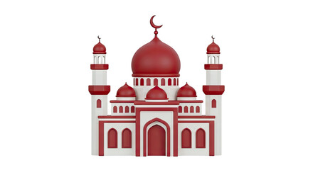 Obraz premium 3D Islamic Mosque with Red Domes and Crescent Moon