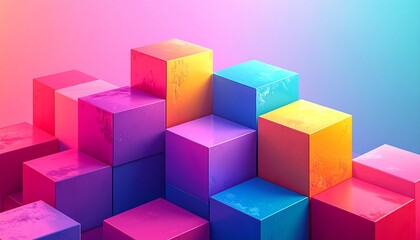 Obraz premium Colorful 3D cubes stacked randomly together.