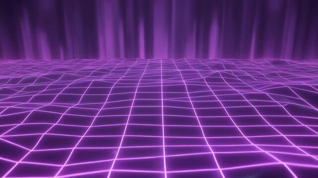 Slightly wavy lavender grid crisp neon intersections subtle reflections soft futuristic cinematic surreal ethereal ambience cascading softly glowing abstract unique style