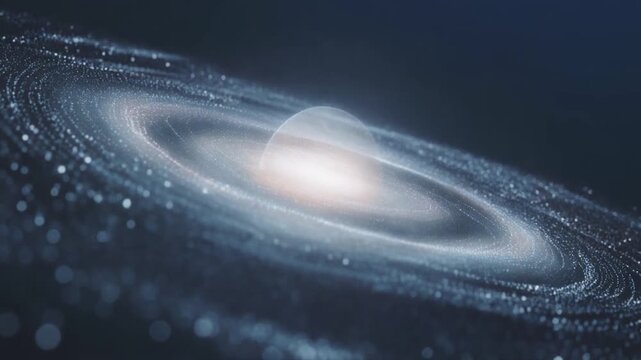 Soft storm micro particles rotating gently digital galaxy bright core fading futuristic cinematic surreal ethereal ambience cascading softly glowing abstract unique style variation one
