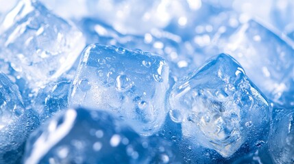 Obraz premium Close up of blue ice cubes in clear water for refreshing cocktails during summer