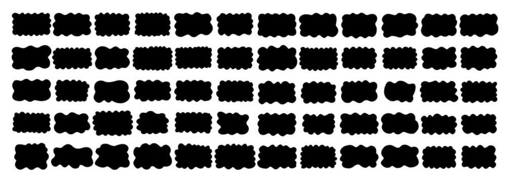 Doodle frame wavy organic shape and rectangle text box with curvy cloud abstract vector. Drawn irregular hand background for a fluid free bubble banner or smooth scallop element