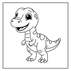 Cute baby pterodactyl flying dinosaur coloring page for kids © ZANNATUL