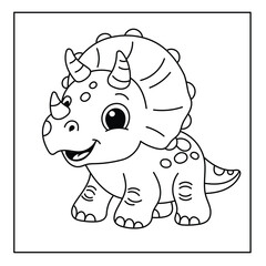 Cute baby triceratops dinosaur coloring page for kids © ZANNATUL