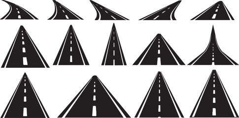 Obraz premium Various Roadway Lane Dividers and Angles Illustration Set
