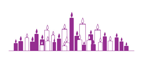 A set of stylish graphic candles lined up for decoration and design.

