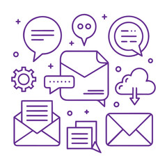 Digital Email Communication Line Icons