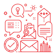 Email Messaging Checkmark Line Art