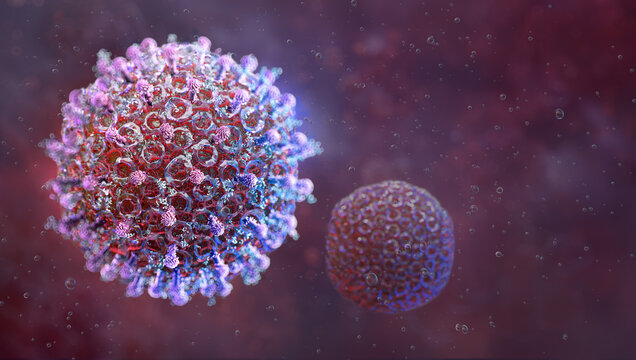 Rift Valley Fever Virus (RVFV): pathogenic phlebovirus RNA virions with glycoprotein envelope structures and lipid membrane in extracellular fluid. Zoonotic infection virology, infectious disease