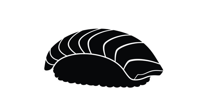 A stylized black and white illustration of an armadillo in a curled position