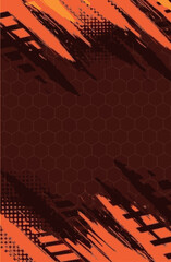 Extreme Racing Background with Orange Tire Tracks and Hexagon Mesh - Sport Motion Abstract © Anna Lytvyn