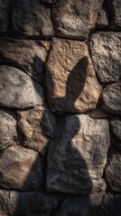 Fototapeta premium Stone texture wall with a shadow of bunny ears cast on it, mystery teaser background